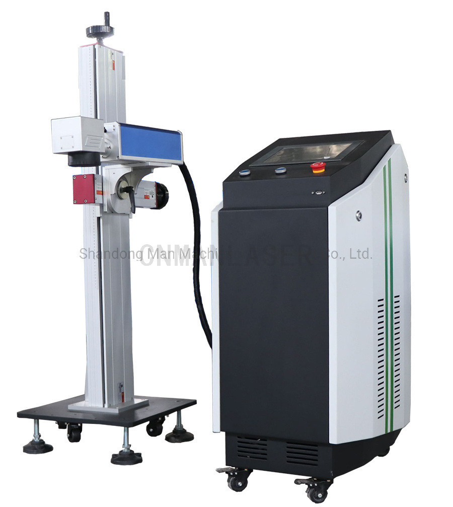 50W Pen Fly Laser Engraving and Marking Machine with Customized Conveyor Belt